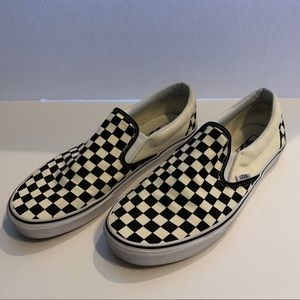 Black and white checkered slip on Vans